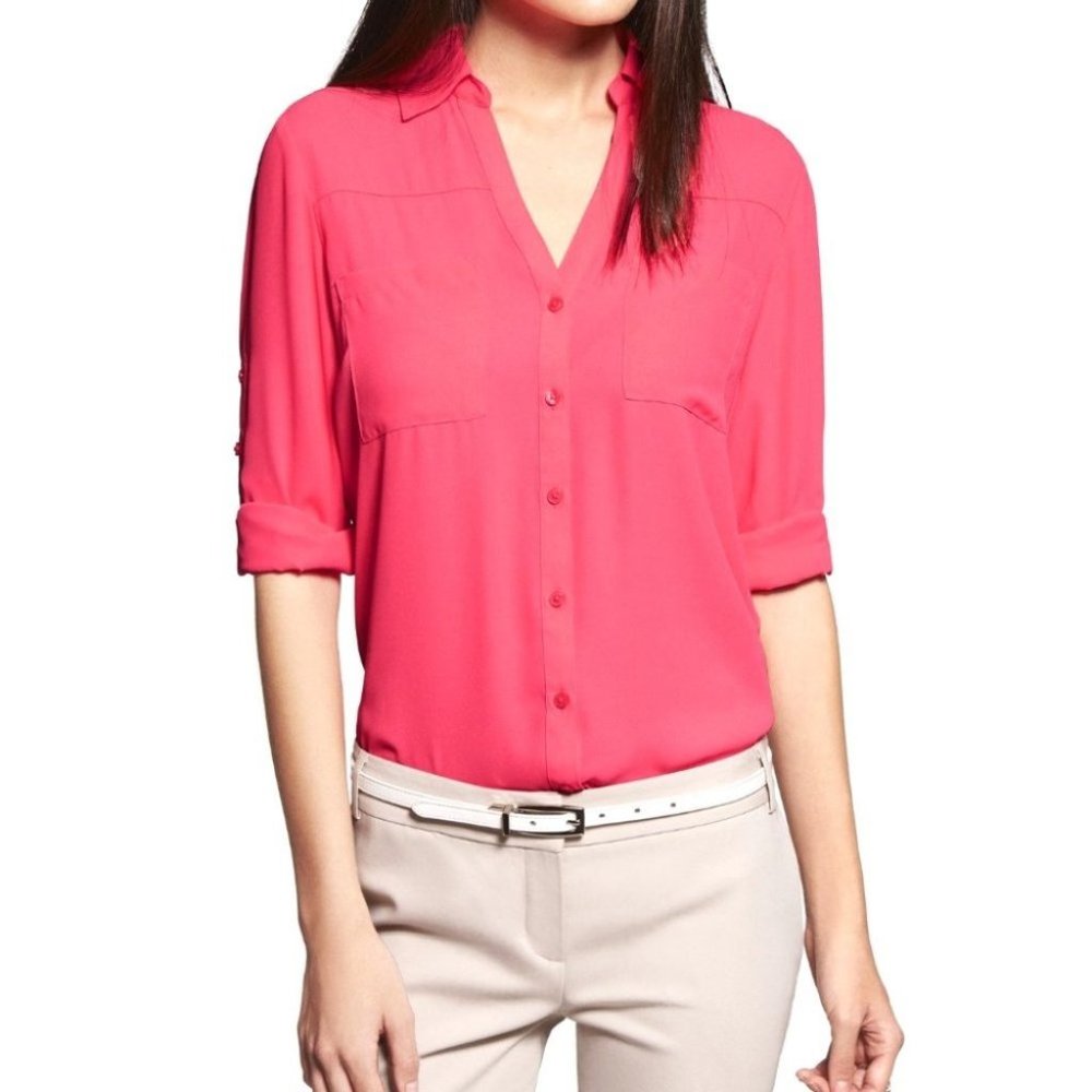 Express Shirt Top Long‎ Sleeve Blouse Portifino XS